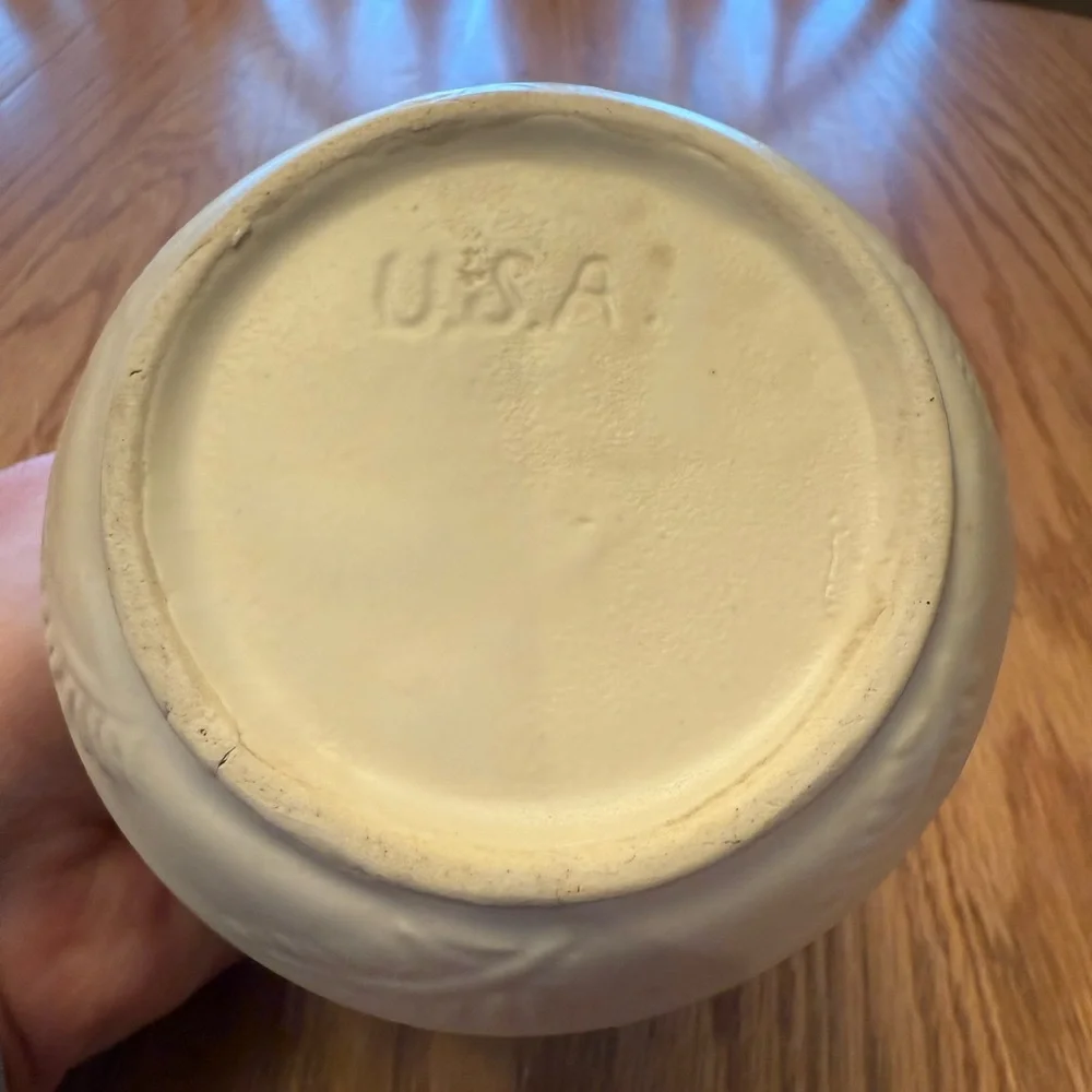 Vintage Cream Ceramic Planter Pot with Saucer Bottom